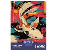 Rompecabezas De 1000 Piezas para Adultos Koi Fish Abstract Art White Koi Fish Rompecabezas para Adultos Juegos De Relajación Regalo De Cumpleaños Interacción Entre Padres E Hijos 38x26cm/1000pcs