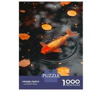 Rompecabezas De 1000 Piezas para Adultos Koi Fish in Pond with Leaves Rompecabezas para Adolescentes Juguete Decoración De Pared Alivio del Estrés 38x26cm/1000pcs