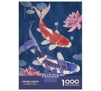 Rompecabezas De 1000 Piezas para Adultos Koi Fish Japan Painting Rompecabezas para Adultos Juego Práctico Decoración del Hogar Regalos De Cumpleaños Y Únicos 52x38cm/1000pcs