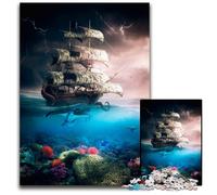 Rompecabezas de 1000 Piezas para Adultos: Kraken ataca un Barco Pirata. Rompecabezas Imposible para Adultos,Ideal para diversión Familiar,relajación y Regalos navideños. 50x75cm/19,68x29,52 Pulgadas.