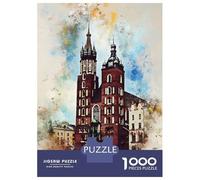 Rompecabezas De 1000 Piezas para Adultos Krakow Poland Watercolor Rompecabezas para Adultos Juguetes Antiestrés Patrón De Ensamblaje Cumpleaños 70x50cm/1000pcs