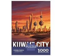 Rompecabezas De 1000 Piezas para Adultos Kuwait City Skyline at Sunset Rompecabezas para Adultos Juguete Decoración De Pared Regalos para Mujeres para Cumpleaños, Navidad 38x26cm/1000pcs