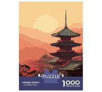 Rompecabezas De 1000 Piezas para Adultos Kyoto Japan Pagoda Sunset Art Rompecabezas para Adultos Juegos Divertidos Corte De Precisión Actividades Divertidas En Casa, 38x26cm/1000pcs