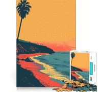 Rompecabezas de 1000 Piezas para Adultos LA Beach Sunset Art,Sharp Cut Art,Smart Challenge,Fun Idle Time Game,Christmas Wall Decor (50x75cm)