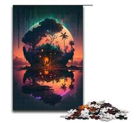 Rompecabezas de 1000 Piezas para Adultos La Cabaña Mágica Diversión Familiar con póster y Hoja de Preguntas 75x50cm