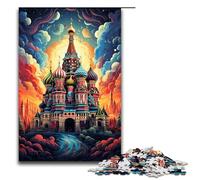 Rompecabezas de 1000 Piezas para Adultos: La Colorida psicodelia de la Catedral de San Basilio Rompecabezas de Madera para Adultos y niños Herramienta antiestrés 75 x 50 cm