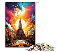 Rompecabezas de 1000 Piezas para Adultos La Colorida psicodelia de la Catedral de Santiago Rompecabezas para Adultos Rompecabezas de Madera Juego desafiante 75x50cm