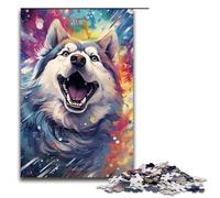 Rompecabezas de 1000 Piezas para Adultos la Colorida psicodelia del Cielo Estrellado Perro Rompecabezas decoración de Pared cumpleaños y Navidad 75 x 50 cm