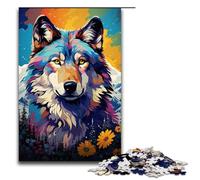 Rompecabezas de 1000 Piezas para Adultos la Colorida psicodelia del magnífico Lobo un Juguete Educativo Intelectual descompresor Ideas de Regalo de 75 x 50 cm.