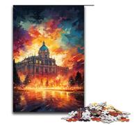 Rompecabezas de 1000 Piezas para Adultos La Colorida psicodelia del Palacio Real de Madrid. Divertido Rompecabezas Familiar con póster a Juego y Hoja de Trivia 75x50cm.