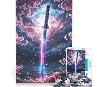 Rompecabezas de 1000 Piezas para Adultos: La Espada de la Tormenta Sakura, Juegos Familiares, decoración Perfecta, cumpleaños y Navidad 38x26cm