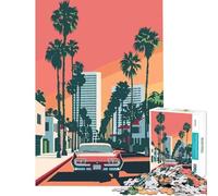 Rompecabezas de 1000 Piezas para Adultos LA Evening Vaporwave Desafío de Inteligencia Cerebral Juguetes adictivos Juegos Divertidos Actividades Familiares Regalos de Amigo Invisible Tamaño 38x26cm