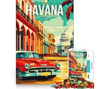 Rompecabezas de 1000 Piezas para Adultos,La Habana,Cuba,Viaje,Juego de Bordes Afilados,Juego de Habilidad Mental,Divertido y Tranquilo, (50x75cm)