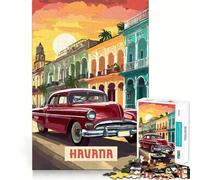 Rompecabezas de 1000 Piezas para Adultos La Habana,Divertido y Funcional,Ideal para ejercitar la Mente Juego Casual para divertirse en cumpleaños (38x26cm)
