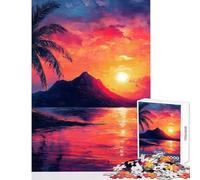 Rompecabezas de 1000 Piezas para Adultos La Isla del Atardecer Rojo Juego Educativo Divertido y con Humor Decoración de Pared Gran Regalo para los Amantes de los Videojuegos (50x75cm)