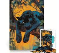 Rompecabezas de 1000 Piezas para Adultos La majestuosidad de la Pantera Negra escondida Decoración de Ajuste Limpio,Actividad Cerebral Divertida,Juego Acogedor,Regalo Festivo de Ocio 50x75cm