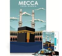 Rompecabezas de 1000 Piezas para Adultos La Meca,Arabia Saudita,Arte,Corte Premium,Juego para ejercitar la Mente,Diversión sin Preocupaciones,Exhibición de Arte navideño (50x75cm)
