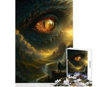 Rompecabezas de 1000 Piezas para Adultos La Mirada del dragón sobre un Paisaje de fantasía Decoración del hogar Juguetes Grandes Regalos y Juegos Juego práctico Cada Pieza es única Tamaño 50x75cm