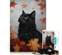 Rompecabezas de 1000 Piezas para Adultos La Mirada del Gato en otoño - Decoración de Corte preciso,Juguete cognitivo,Juego para el Tiempo Libre,Regalo de cumpleaños (50x75cm)