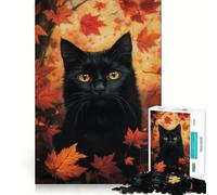 Rompecabezas de 1000 Piezas para Adultos La Mirada del Gato en otoño - Juego Mental Divertido y preciso - Regalo Ideal para Relajarse y divertirse - Regalo de cumpleaños (50x75cm)