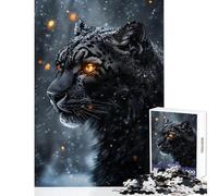 Rompecabezas de 1000 Piezas para Adultos La Mirada del Leopardo de Las Nieves Juego Familiar Un desafío difícil Juguetes antiestrés con póster y Hoja de Preguntas a Juego (38x52cm)