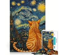 Rompecabezas de 1000 Piezas para Adultos La Mirada Estrellada del Gato Juego de Habilidad Mental y precisión Tiempo de Juego Tranquilo (38x26cm)
