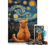 Rompecabezas de 1000 Piezas para Adultos La Mirada Estrellada del Gato - Rompecabezas de precisión - Regalo Divertido para ejercitar la Mente - Regalo de Ocio - Decoración navideña (38x52cm)