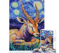 Rompecabezas de 1000 Piezas para Adultos La Noche Estrellada Gacela Juegos Divertidos Carrera de Velocidad Juego desafiante Regalos (Tamaño 38x52cm)