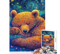Rompecabezas de 1000 Piezas para Adultos La Noche Estrellada Osos Juegos Divertidos para Adultos Vacaciones en casa Matar el Tiempo Difícil y desafiante (Tamaño 38x26cm)