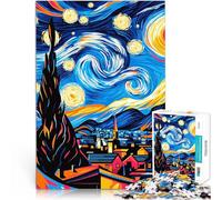 Rompecabezas de 1000 Piezas para Adultos La Noche Estrellada reinventada Juegos de relajación Toda la Familia. 52x38cm