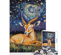 Rompecabezas de 1000 Piezas para Adultos La Noche Estrellada y la gacela Rompecabezas para Adolescentes Juegos relajantes Divertidos y Originales cumpleaños y Navidad (38x52cm)