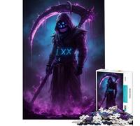 Rompecabezas de 1000 Piezas para Adultos La Parca neón con guadaña Juego Familiar Educativo Juguete desafiante Excelentes Regalos y Juguetes para aliviar el estrés (tamaño 38x52cm)