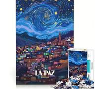 Rompecabezas de 1000 Piezas para Adultos, La Paz, Bolivia, ilustración de la Noche Estrellada, Juego Imposible, análisis y lógica, fortalece el Amor Entre Parejas 38x52cm