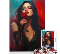 Rompecabezas de 1000 Piezas para Adultos La Rosa de la Oscuridad Juguete Decoración de Pared Gran Regalo para Juegos Juego Familiar Mejora el Amor Entre Parejas Tamaño 38x52cm