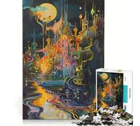 Rompecabezas de 1000 Piezas para Adultos La Tierra Pintura al óleo río Que Fluye Juguetes para armar Actividades Divertidas en casa para Fortalecer el Amor Entre Parejas 38x26cm