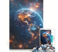 Rompecabezas de 1000 Piezas para Adultos: La Tierra Vista Desde el Espacio, Globo terráqueo Brillante, Luces de la Ciudad, Galaxia Juego Educativo, decoración para el hogar, colección de Artistas
