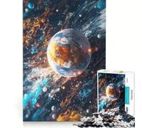 Rompecabezas de 1000 Piezas para Adultos: La Tierra y el Universo, Juego de ingenio, decoración de Pared, Lista de Deseos con Papá Noel 38x52cm