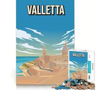 Rompecabezas de 1000 Piezas para Adultos La Valeta, Malta, póster de Viaje Vintage, Juego de ingenio, Regalo Ideal para divertirse en Navidad (38x52cm)