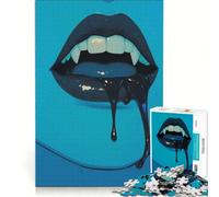 Rompecabezas de 1000 Piezas para Adultos Labios de Vampiro con Sangre goteando Juegos educativos Carrera de Velocidad de Manos Toda la Familia 38x52cm