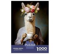 Rompecabezas De 1000 Piezas para Adultos Lady Llama Coffee Rompecabezas para Adultos Juguetes Antiestrés Decoración Perfecta Cumpleaños Y Navidad 70x50cm/1000pcs