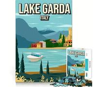Rompecabezas de 1000 Piezas para Adultos,Lago de Garda,Italia,Viajes,Arte de Borde Premium,Rompecabezas,Regalo,Juego Casual,Actividad de cumpleaños (38x26cm)