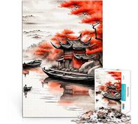 Rompecabezas de 1000 Piezas para Adultos Lago de la Pagoda Japonesa Juguete Educativo Intelectual descompresor Ideas de Regalos 52x38cm