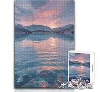 Rompecabezas de 1000 Piezas para Adultos, Lago de montaña Pastel al Amanecer, Aguas turquesas y Picos nevados, Juego Educativo, Carrera de Velocidad Manual, Regalo para cumpleaños, tamaño 50x75cm