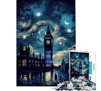 Rompecabezas de 1000 Piezas para Adultos Lago en Big Ben Van Gogh Rompecabezas Interactivo para armar Juego práctico Interacción Entre Padres e Hijos (Tamaño 50x75cm)