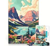 Rompecabezas de 1000 Piezas para Adultos Lago Glaciar de Montana,Arte de la Naturaleza,Arte de Corte Fino,Juego de Habilidades de Pensamiento,Juego de Tiempo Tranquilo,decoración navideña (50x75cm)