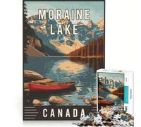 Rompecabezas de 1000 Piezas para Adultos: Lago Moraine en Canadá Juego práctico para ejercitar la Mente y Las Manos Cada Pieza es única 50x75cm