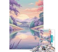 Rompecabezas de 1000 Piezas para Adultos Lago Serenidad en Tonos Pastel Ideal para Juegos educativos y desafiantes Juegos y Actividades Familiares (tamaño 75x50cm)