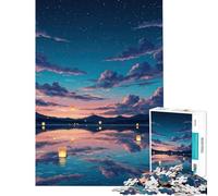 Rompecabezas de 1000 Piezas para Adultos Lago Sereno con faroles flotantes al Atardecer Juego de ingenio Juguetes educativos Regalo de cumpleaños Análisis y lógica (Tamaño 38x26cm)