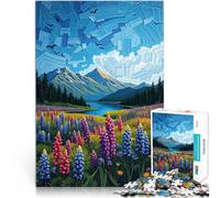 Rompecabezas de 1000 Piezas para Adultos Lago Tekapo & Altramuces 鈥8Un país de Las Maravillas de ensueño Juguetes de Juego desafiantes Obra de Arte 52x38cm