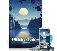 Rompecabezas de 1000 Piezas para Adultos Lagos de Plitvice,Croacia,Paisaje Nocturno,Bordes definidos,decoración,Actividad Cerebral,diversión,Tiempo Libre,Regalo de cumpleaños para la Mente (50x75cm)